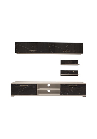 Decoraktiv Eko 5 Mdf Dvd Tv Ünitesi Tv Sehpası Beyaz - Siyah Mermer
