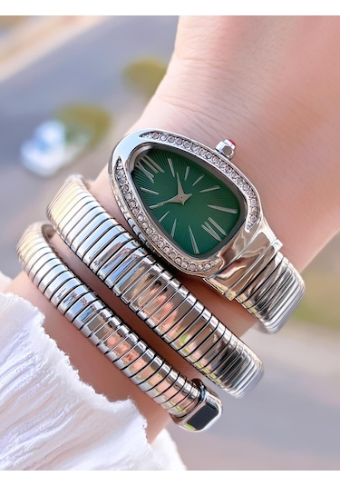 Coliseum Dolamalı Yılan Model Özel Tasarım Vintage Seri Kadın Kol Saati Cl.y001.m4 Gri