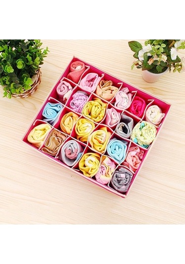 Dancemonkey Saklama Kutusu Kumaş İç Giyim Dolap Organik Kumaş Çorapları Cbtx Bölünmüş 4 Adet Ahşap