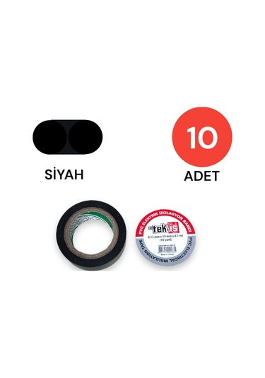 Tek-iş Izole Bant Elektrik Bandı Siyah 10 Adet