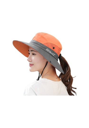 Uv Işınlarına Karşı Koruyucu Geniş Kenarlı Güneş Şapkası - Hafif Ve Konforlu Yaz Aksesuarı Turuncu
