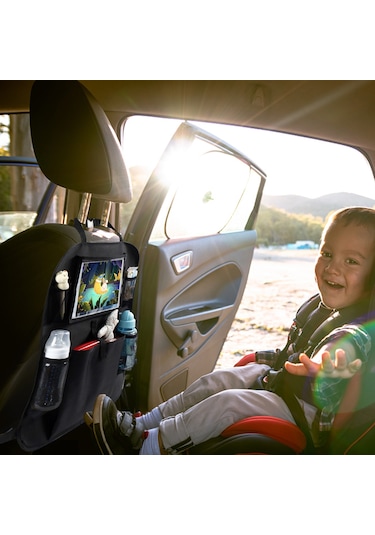 Qingmipy Siyah 600d Poliester Araba Koltuk Organizörü - 54.5x46cm, 260g, Taşıma Ve Depolama Fonksiyonu İle Dışarıda Seyahat İçin