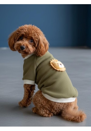 Minik Aslan Köpek Sweatshirt Haki