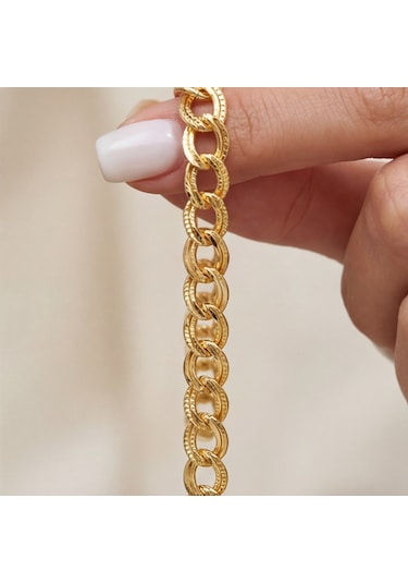 22 Ayar Altın Kaplama Samanyolu Zincir Unisex Bileklik Altın