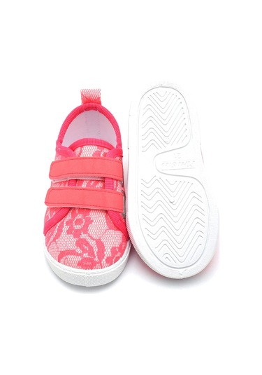 Çift Cırtlı Dantelli Keten Spor Çocuk Ayakkabısı-fuşya-f-4005 Fuşya
