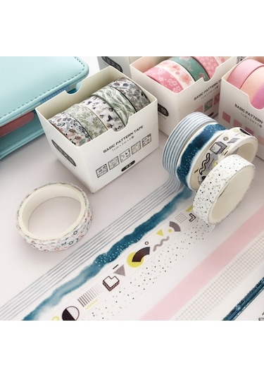 Cbtx 5 Rulo / Kutu 3 M Washi Dıy Dekorasyon El Kitabı Bant Seti, Renk: Bahar Tomurcuğu