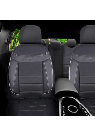Seat İbiza Araçlara Uyumlu Oto Koltuk Kılıfı Seti - Venüs Serisi Siyah/beyaz