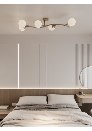 Noria Modern Eskitme Metal Gövdeli 5 Li Beyaz Cam Küre Avize