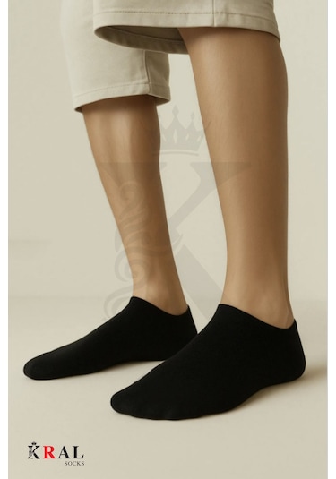 Kral Socks Kadın - Erkek 8 Çift Cotton Dikişsiz Soft Görünmez Penye Patik Bilek Çorap Siyah