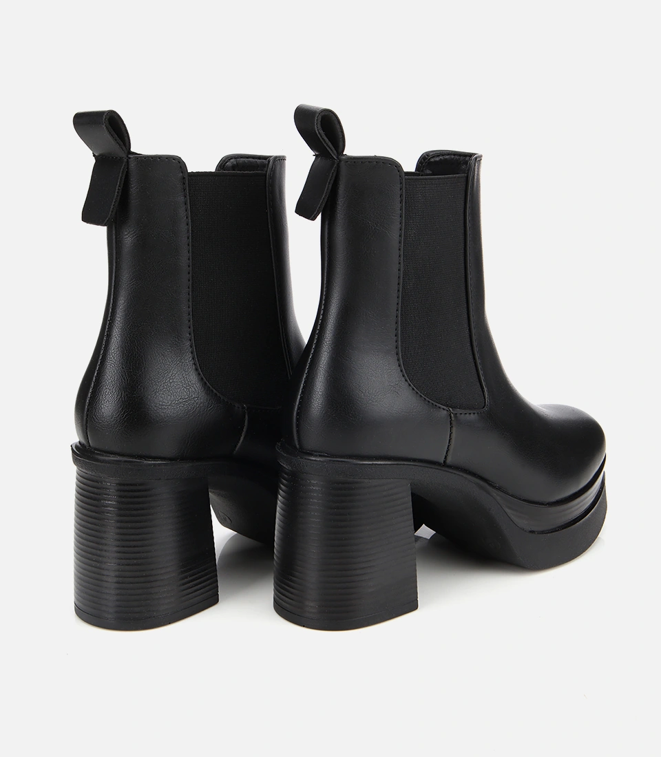 Hotiç Kadın Siyah Lastik Detaylı Kalın Topuklu Bot 01boh315070a100 01boh315070a100 Siyah