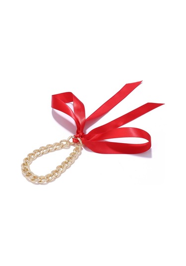Homyl Bohem Sevimli Kurdele Ilmek Zincir Bağlantı Kırmızı Kırmızı