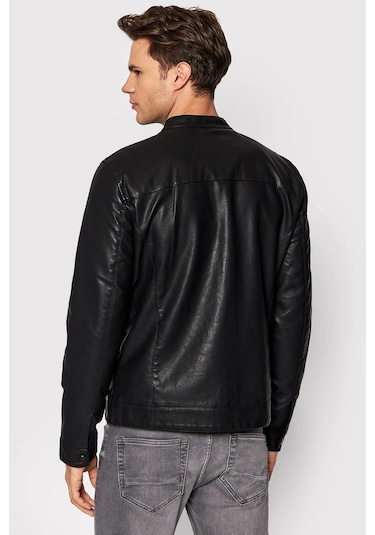 Jack & Jones Erkek Deri Ceket 12147218 Siyah