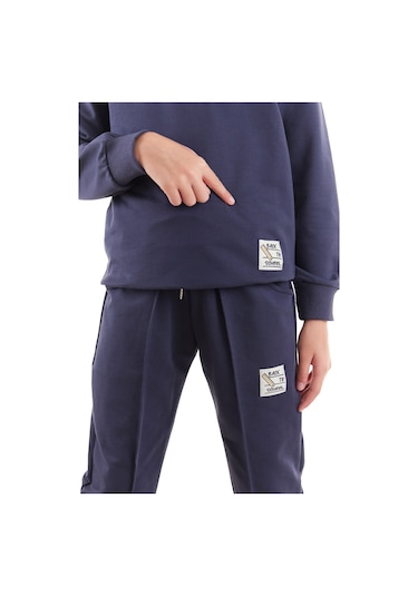 Ahengim Kız Çocuk Back To School Pamuklu Trend Eşofman Takımı Ak2529 Füme