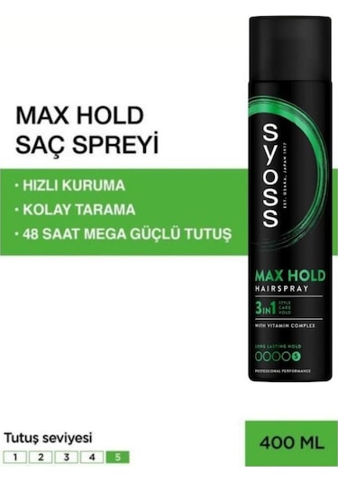 Syoss Maksimum Tutuş Sprey 400 ml x 2 Adet