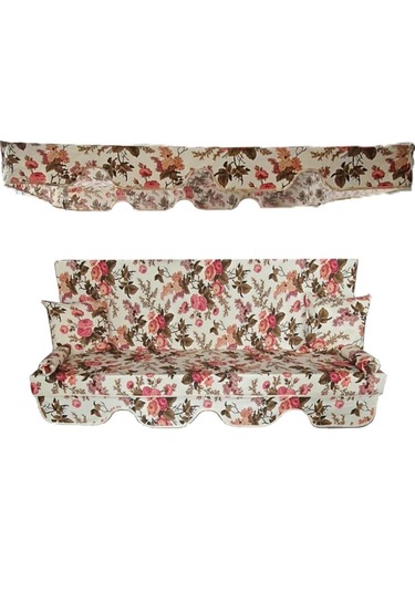 3 Kişilik Lüks Salıncak Kılıf Seti Süngersiz İngiliz Gülü KARIŞIK