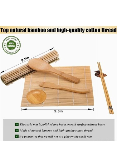 Besthome1 23 Parça Züccaciye Seti: Profesyonel Sushi Seti Bambu Mat, Çubuk, Bıçak Çok Renkli