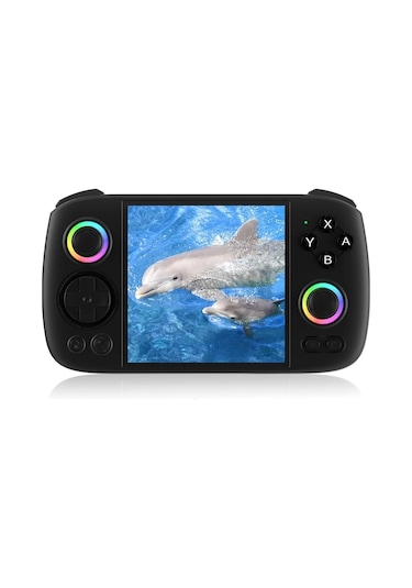 Anbernıc Rg Cube Retro Handheld Game Console With 3.95 Inch Screen T820 Cpu Android 13 Rgb Light With 128g Tf Card Black