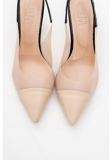 Moore Ten Siyah Şeffaf Arkası Açık Sivri Burun Kadın Topuklu Ayakkabı Siyah - Ten