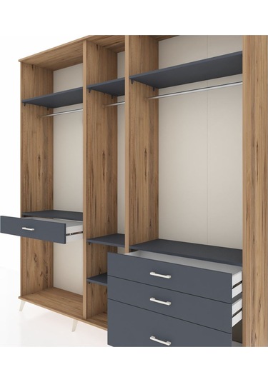 Hyperion Dolap 7 Raflı 4 Çekmeceli 3 Askılı 220x44x243 Çam-antrasit/antrasit Antrasıt/antrasıt Hyperion Dolap 7 Raflı 4 Çekmeceli 3 Askılı 220x44x243 Çam-antrasit/antrasit Antrasıt/antrasıt