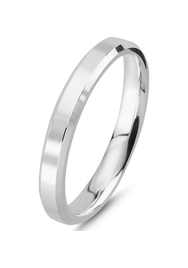 Takı Dükkanı 3 MM Gümüş Klasik İnce Alyans Söz Nişan Yüzüğü Yanı Kesik Wr88