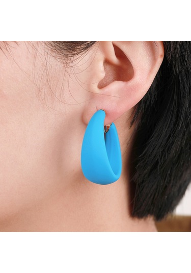 Geeksen Retro Stili Bold Açık Çemberli, Piercingsiz Kullanim, Konforlu Kanca Desenli, Pembe-altın Aksesuar Küpe Rose