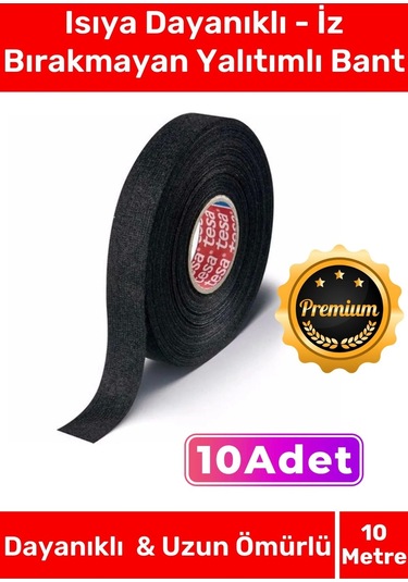 Deluxe Isıya Dayanıklı Aşınma Direnci Kalıntı Bırakmayan Alev Geciktirici 10mt Yalıtım Bant 10 Adet