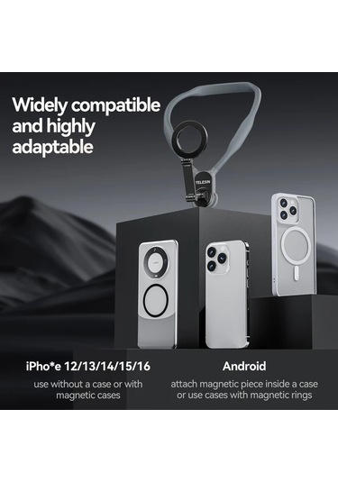 Xuweiwei Telesın Gri Manyetik Tutucu Non Shaking Multi Angle Rotating Gray Telefon Askılık Boyun Askısı Pembe