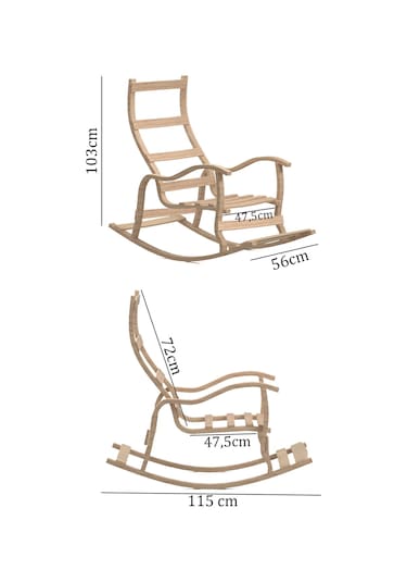 Mobildecoaş Mobildeco Sultan Ahşap Sallanan Sandalye Gri (Doğal) Gri