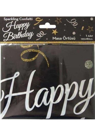 Happy Birthday Konfetili Masa Örtüsü