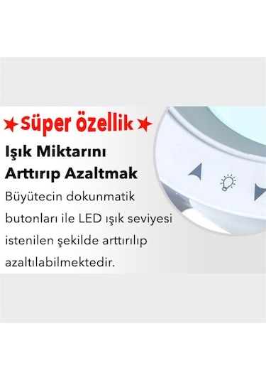 6017 Ayarlanabilir işık Seviyeli Masaüstü Büyüteç (5x)
