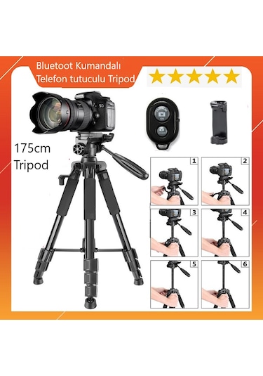 Cep Telefonları İçin Bluetooth Kumandalı Çantalı 175cm Tripod