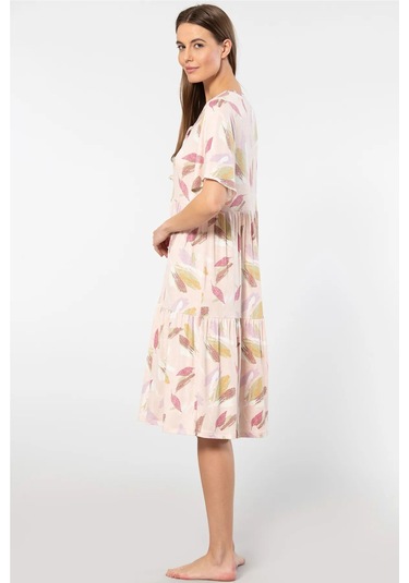 Türen 3354 Kadın Kısa Kollu Elbise-pudra Pudra