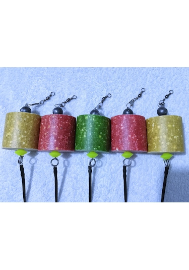 5 Adet Küspe'li 14 Mm Sarı Balköpüğü Boncuk'lu Sazan Rig Takımı