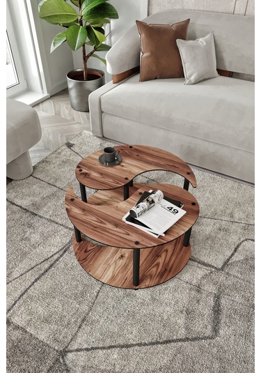 Yin Yang Unıty Serenıty Orta Sehpa 2 Li Madran Ceviz-70 Cm Ceviz