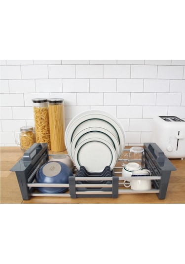 Primanova Candia Genişletilebilir Tezgah ve Lavabo Üstü Bulaşıklı Gri
