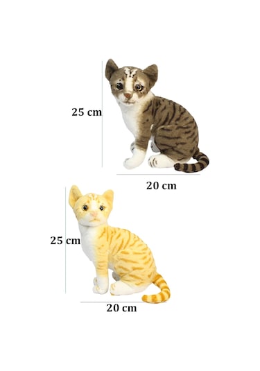 Miyavlayan Sesli Sarı Tekir Kedi Peluş Oyuncak 25 cm