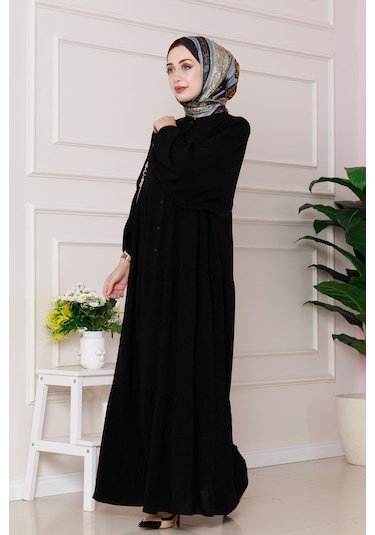 Robalı Azra Elbise-siyah-4806 Siyah