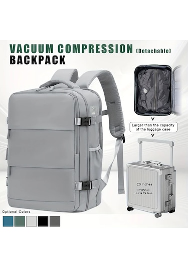 Dashanshop Siyah Vakum Sırt Çantası Pompasız Kadınlar İçin Seyahat Sıkıştırma Bavul Taşınabilir Laptop Çantası Ayarlanabilir Askılar Çok Bölmeli Altın