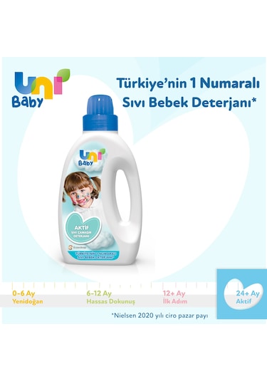 Uni Baby Aktif Sıvı Deterjan 1500 ML 3'lü + Uni Baby Yumuşatıcı 1500 ML 3'lü