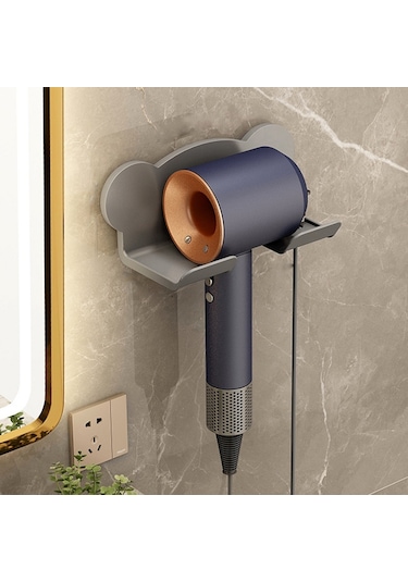 Saç Kurutma Makinesi Duvara Monte Tutucu Banyo Rafı Depolama Rafı İçin, Stil: Basit Gri