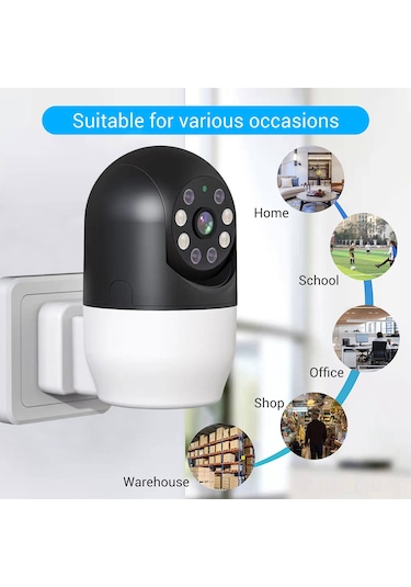 Aubyhe Ev İçin Kablosuz Ampul Kamera - 1080p, 360 Panoramik Görünüm, İki Yönlü Ses, Hareket Algılama, Ir Gece Görüşü, Wifi, Avrupa Standartı