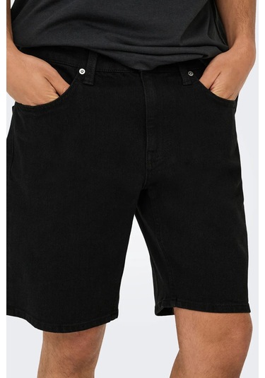 Only & Sons Erkek Onsweft Regular Fit Jean Şort 22032927 Siyah Siyah