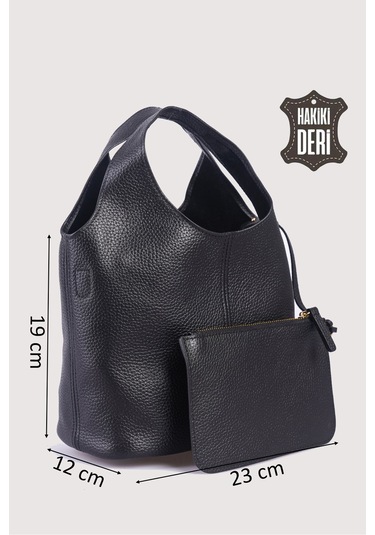 Hakiki Deri Kadın El Çantası Siyah Smr9200 Siyah