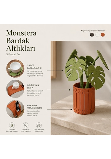 Monstera Coasters Bardak Altlıkları Yeşil
