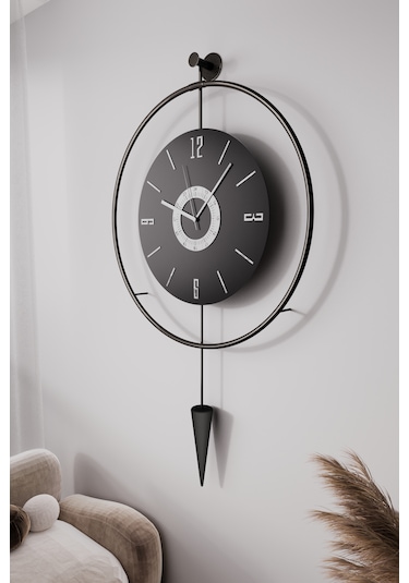 Kadranlı - Masippi Siyah 50x90cm Pilli Led Mobilya Duvarsaati