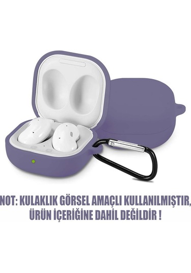 Samsung Galaxy Buds Live - Galaxy Buds Fe Yumlu Mat Silikon Kılıf+kanca Lavander