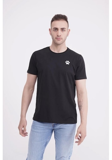 The Socks Company 23scts233u Pati Nakışlı Yaka Siyah Tshirt 001