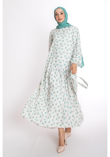 Fatma Sezen Çiçekli Elbise Beyaz