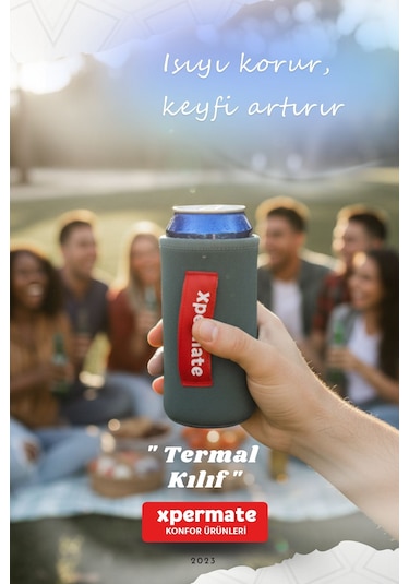 Xpermate Termal İçecek Kılıfı Sıcak & Soğuk Tutan Kutu Bira Termal Kılıf 0,5l Gri