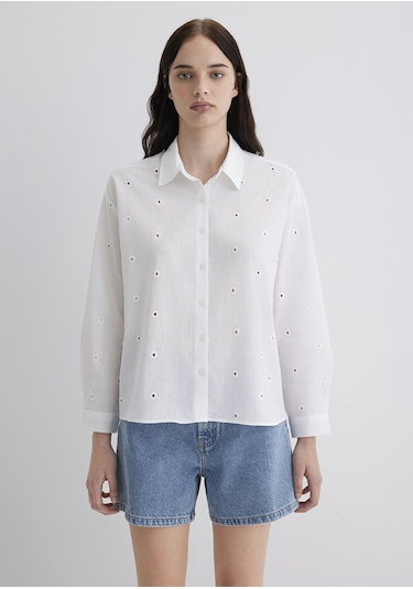 Mavi - Dokulu Ekru Gömlek 1210839-70057 Ekru
